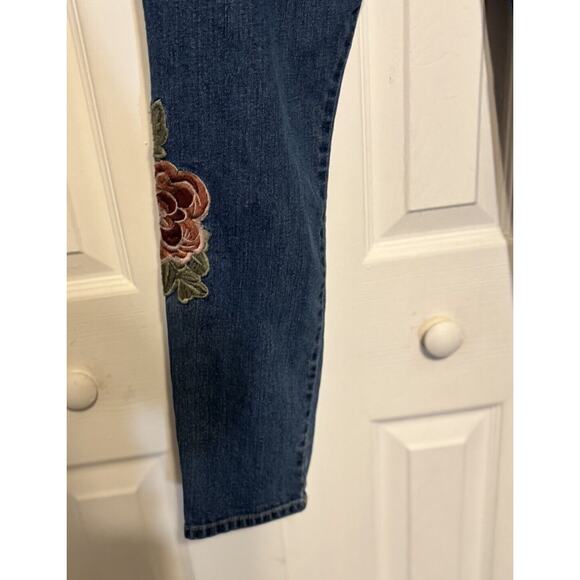 Blue Spice Womens 11 Jeans Embroidered Painted Straight Peace Distressed - Picture 10 of 15
